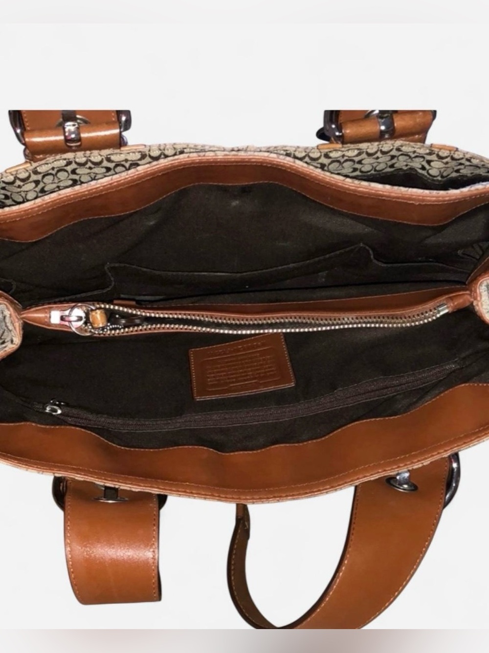 Coach Y2K SoHo Tan Signature Canvas Satchel with Brown Leather Trim - Picture 6 of 8